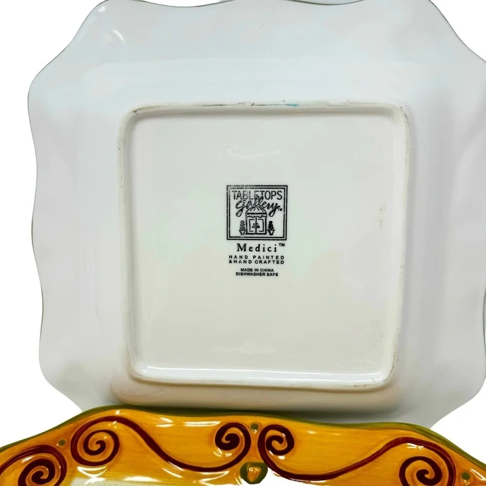 2 Medici | Hand Painted Hand Crafted Square Fruit Bowls 10”